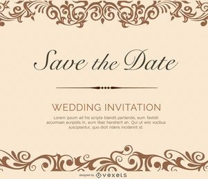 Swirls cream wedding invitation