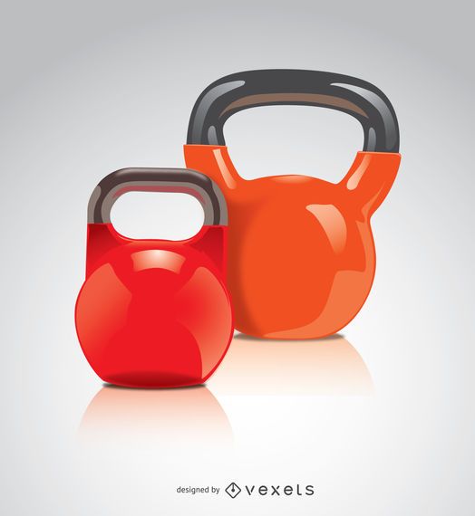 2 Kettlebells rojo naranja 2 Kettlebells rojo naranja