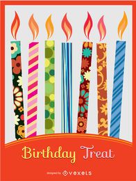 Convite de velas coloridas de aniversário