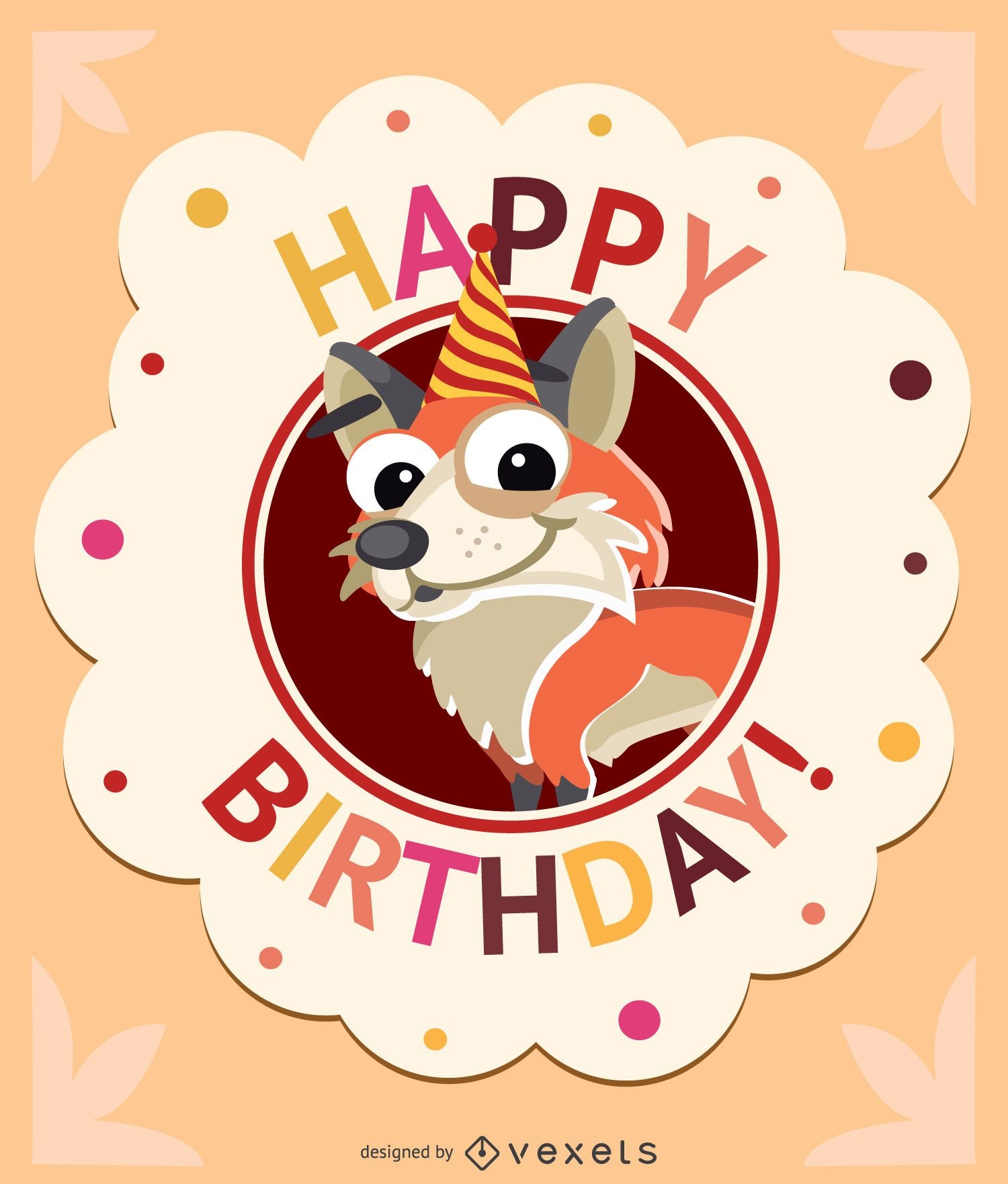Birthday kids fox card