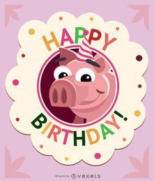 Tarjeta de cumpleaños infantil cerdo