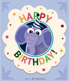 Tarjeta de cumpleaños elefante de dibujos animados