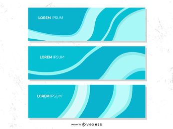 Blaue Wellen graues Banner-Set
