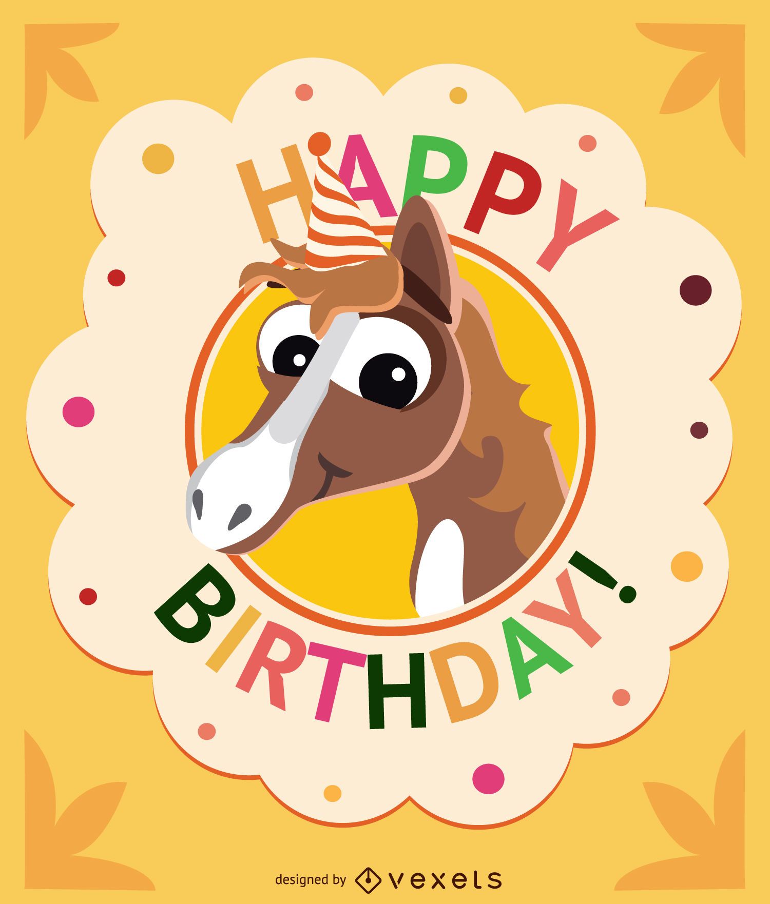  Birthday cartoon  horse card Vector download