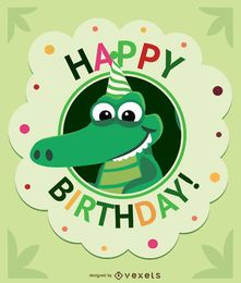 Birthday cartoon crocodile card