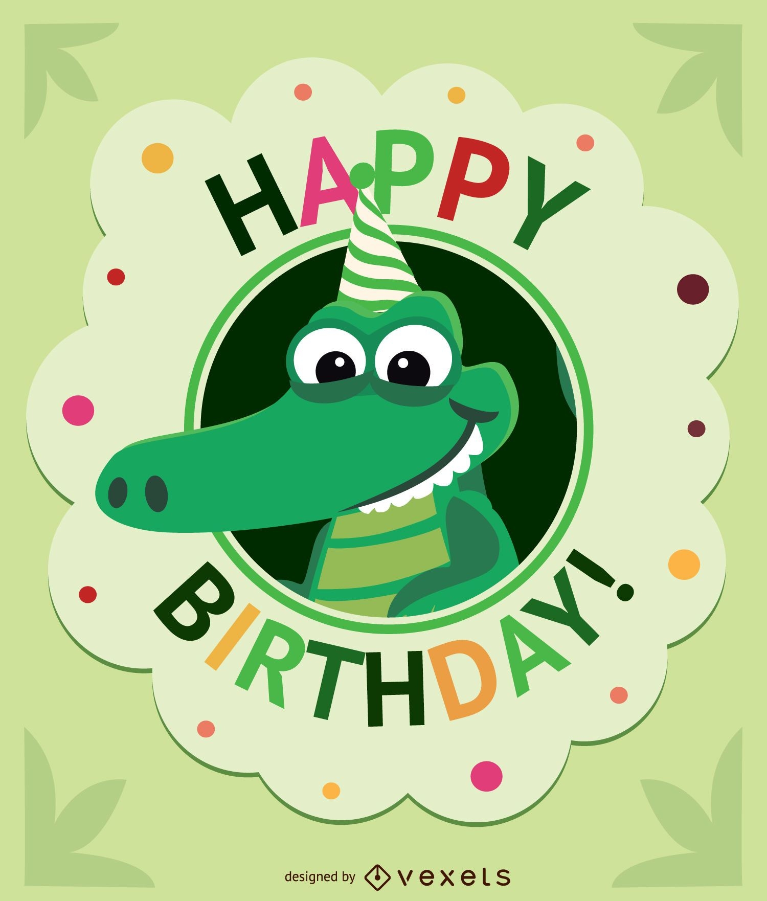 Birthday cartoon crocodile card