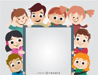 Kindergruppe, die Plakat hält Kindergruppe, die Plakat hält