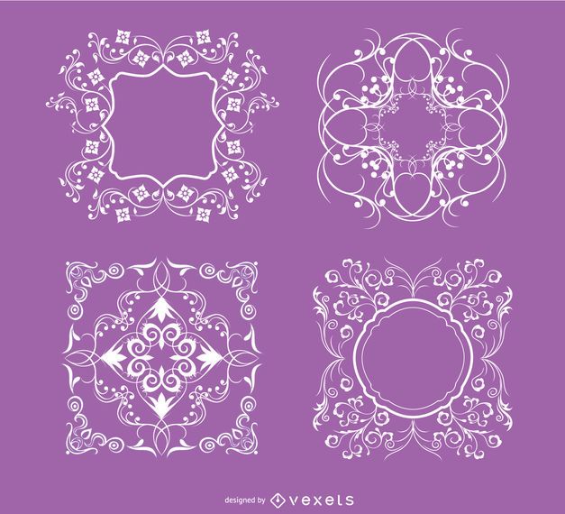 4 ornamentos florais redemoinhos 4 ornamentos florais redemoinhos