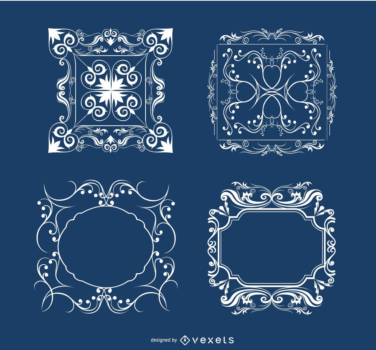 4 Floral ornaments frames