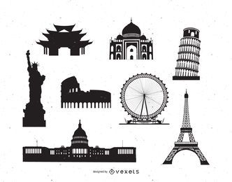 Berühmte Weltmonument-Pack-Silhouette