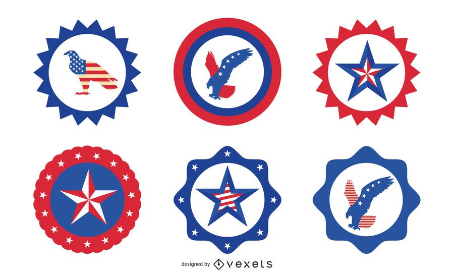 Dia da Independência Round Badge Set Dia da Independência Round Badge Set