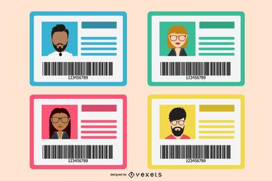 Conjunto de cartão de identificação plano