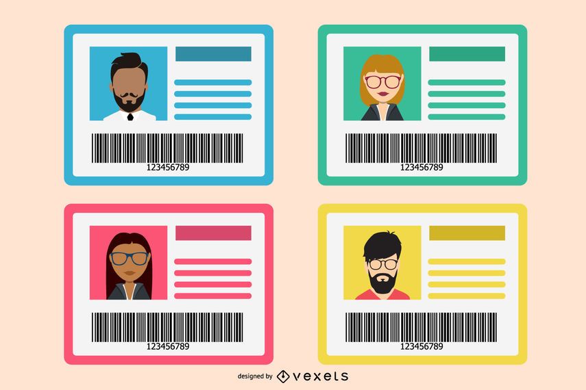 Conjunto de tarjeta de identificación plana Conjunto de tarjeta de identificación plana