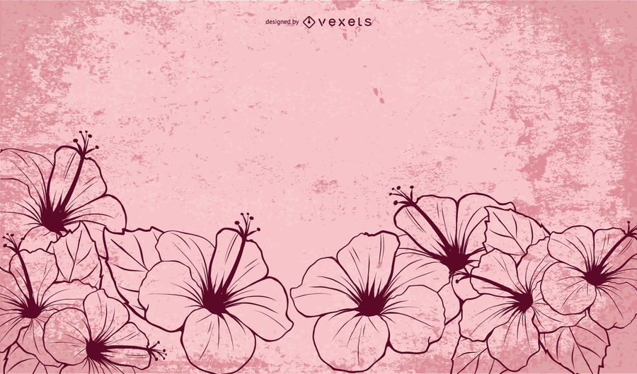 Flores de hibisco ilustrado de mão desenhada Flores de hibisco ilustrado de mão desenhada