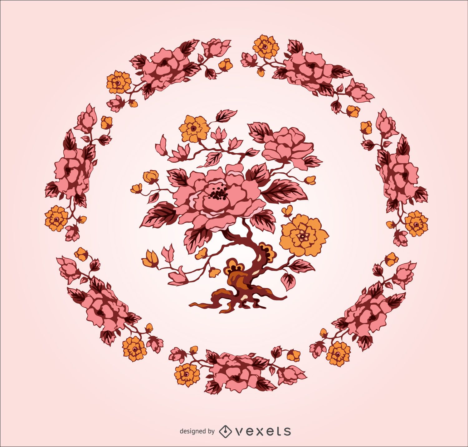 Retro Flowers Pattern T-shirt Design Vector Download