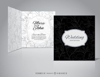 Convite de casamento floral preto
