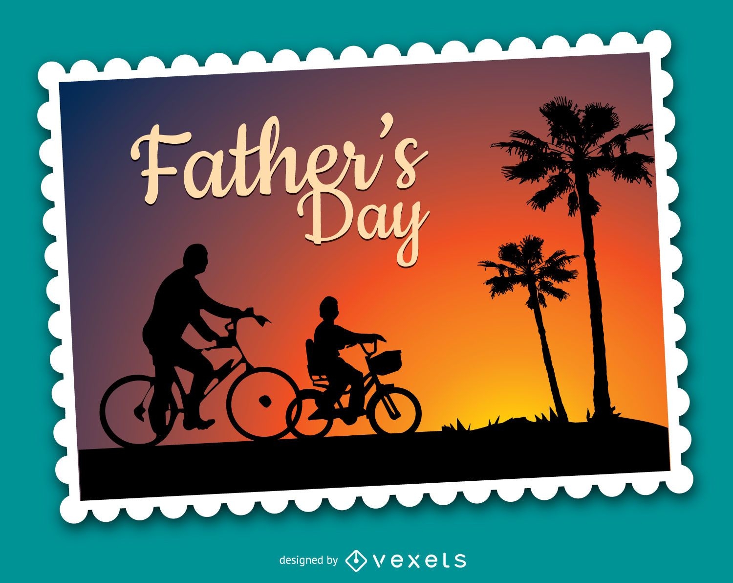 Paseo en bicicleta por el día del padre al atardecer