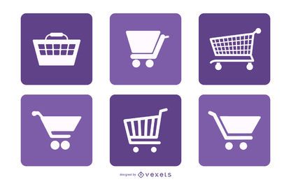 Paquete de cuadrados de iconos de carrito de compras