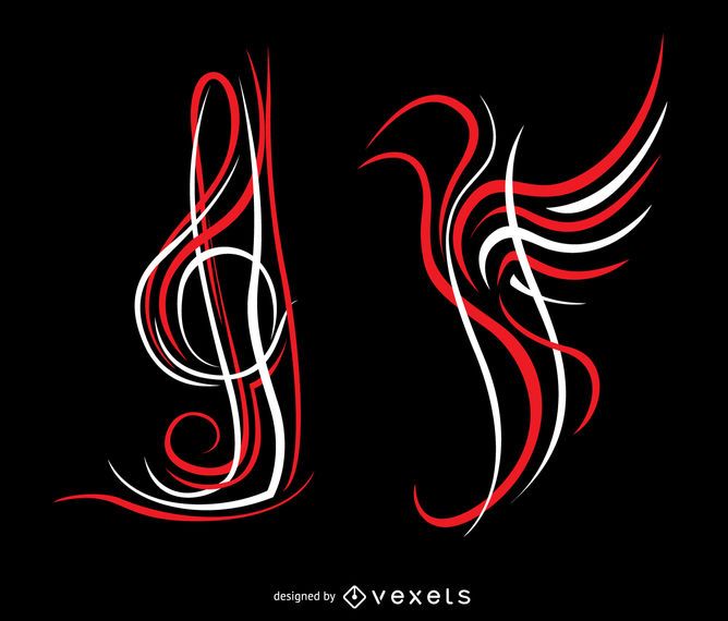 Pinstripes treble clef and bird Pinstripes treble clef and bird