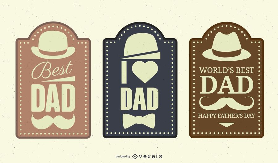 Conjunto de etiqueta del día del padre de la vendimia Conjunto de etiqueta del día del padre de la vendimia