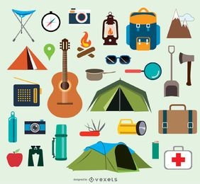 Camping icons and elements