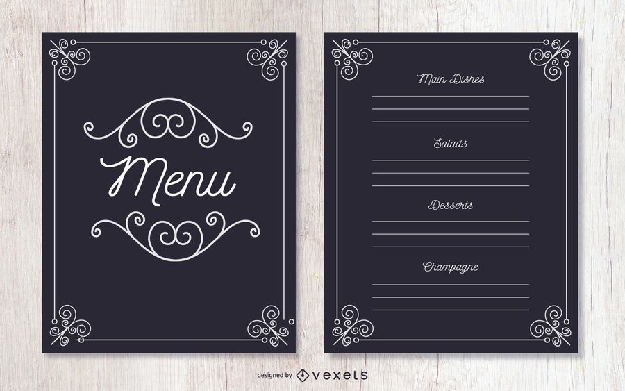 Menú de eventos ornamentados decorativos Menú de eventos ornamentados decorativos