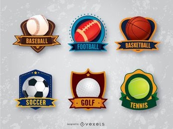 6 sports badges emblems
