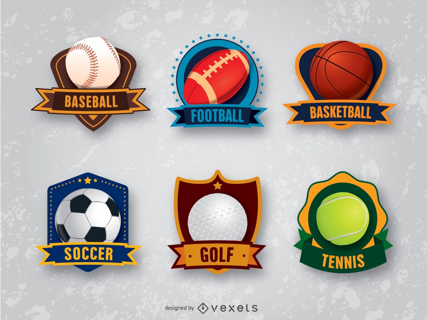 6 emblemas de distintivos esportivos