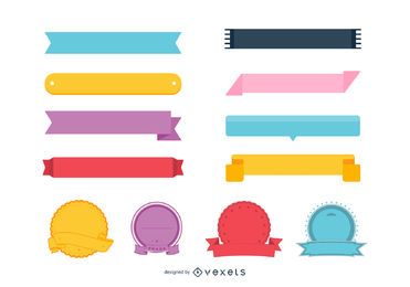 Conjunto de cinta e insignia de colores