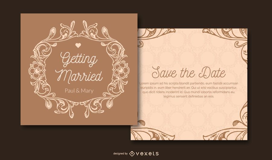 Vintage Flouring Wedding Invitation Vintage Flouring Wedding Invitation