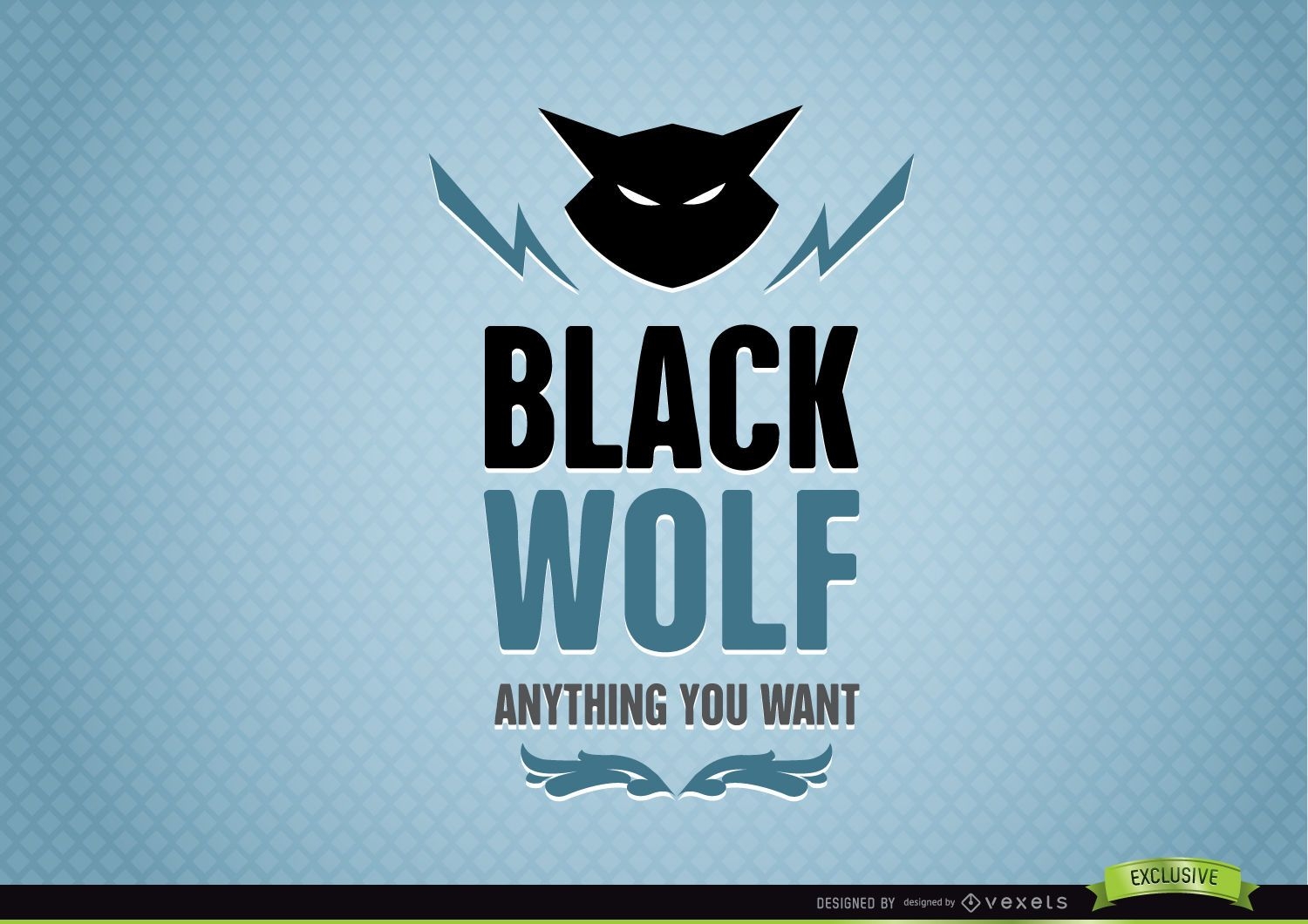 Schwarzes Wolf abstraktes Tier-Logo