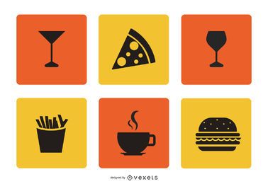 Flat Food & Beverage Icon Set Flat Food & Beverage Icon Set