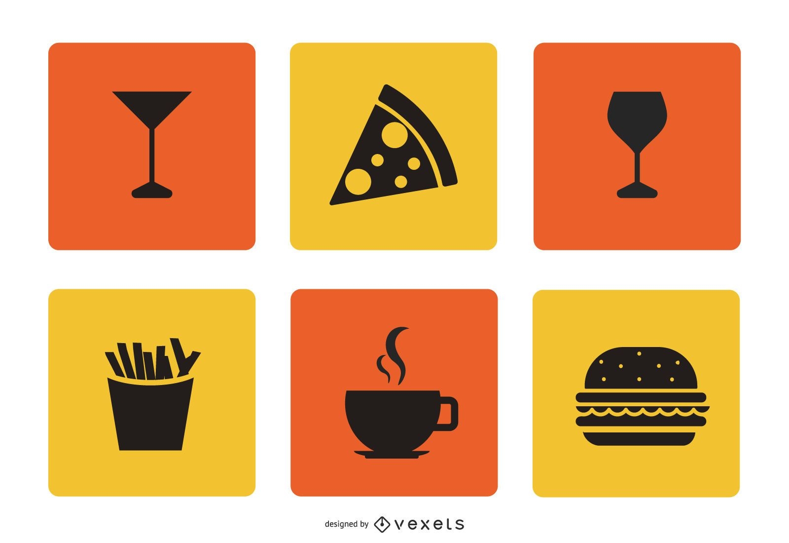 Flat Food & Beverage Icon Set