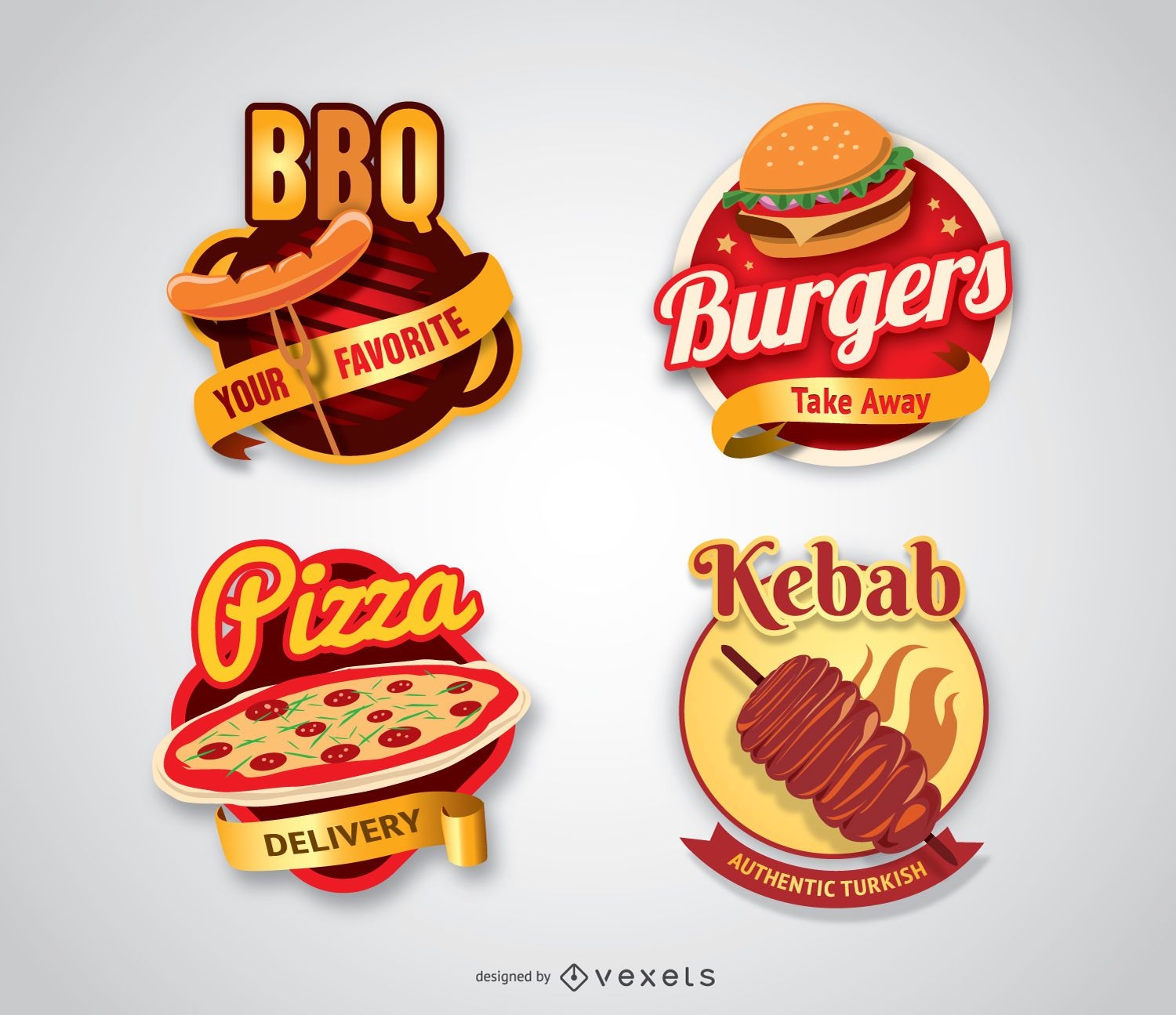 Logotipos de kebab e churrasco