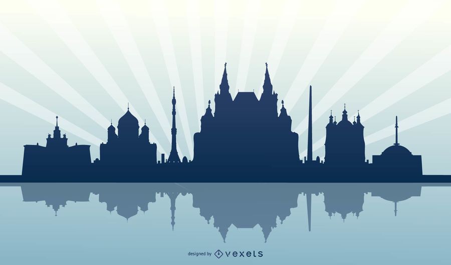 Moscú Rusia Skyline silueta Moscú Rusia Skyline silueta
