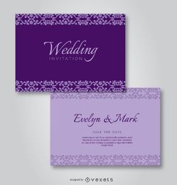 Invitación de boda púrpura