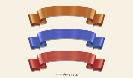 Cintas de colores dobladas con curvas