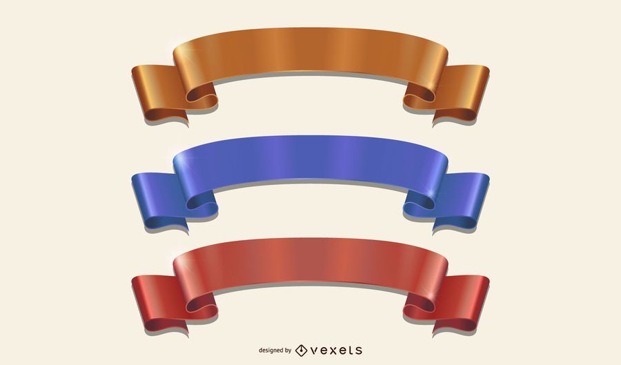 Cintas de colores plegadas con curvas Cintas de colores plegadas con curvas