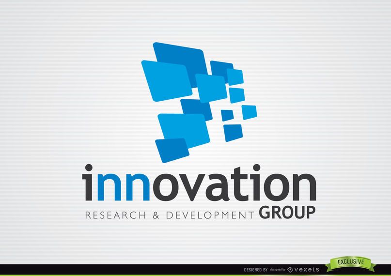 Logotipo de la innovación de los rectángulos azules 3D Logotipo de la innovación de los rectángulos azules 3D