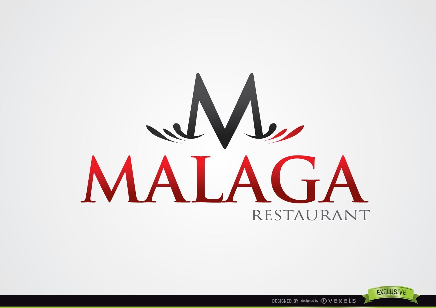 M Typografisches Malaga Restaurant Logo