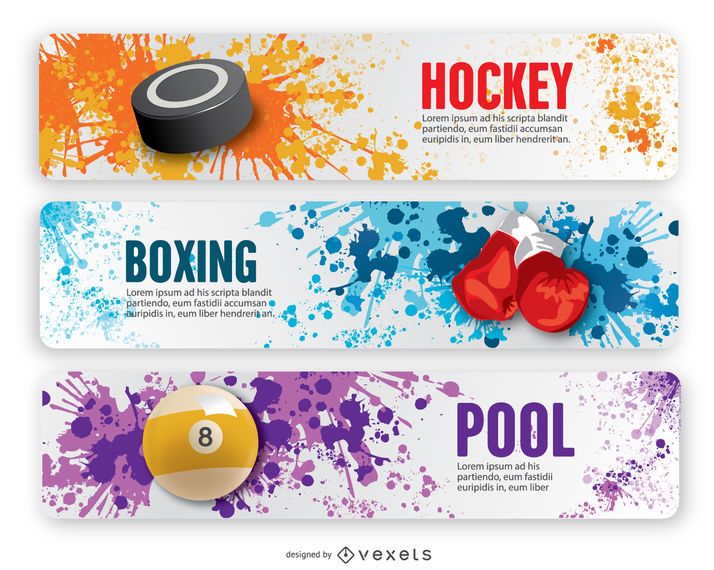 Boxing, Hockey and Pool grunge banners Boxing, Hockey and Pool grunge banners