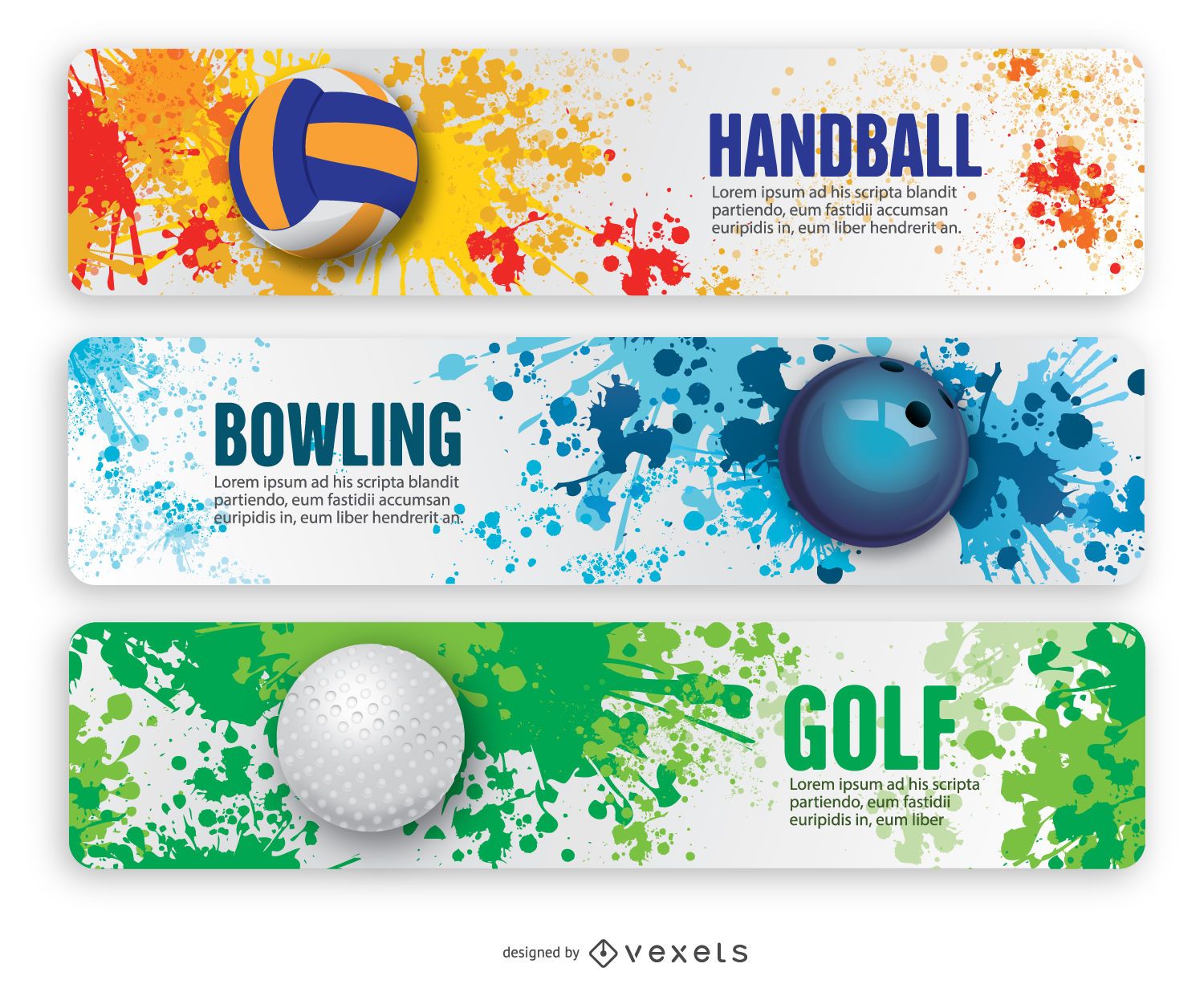 Banners de handebol boliche e golfe