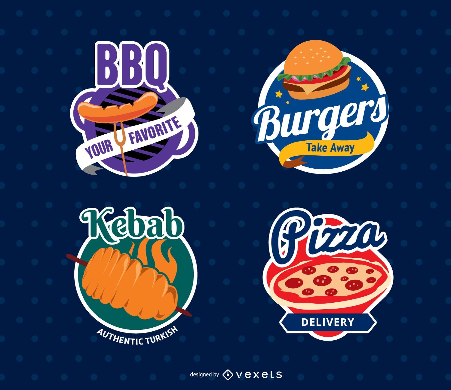 Selos de logotipo de restaurante de comida