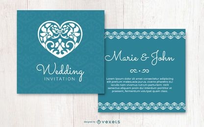 Invitación de boda de corazón floral creativo