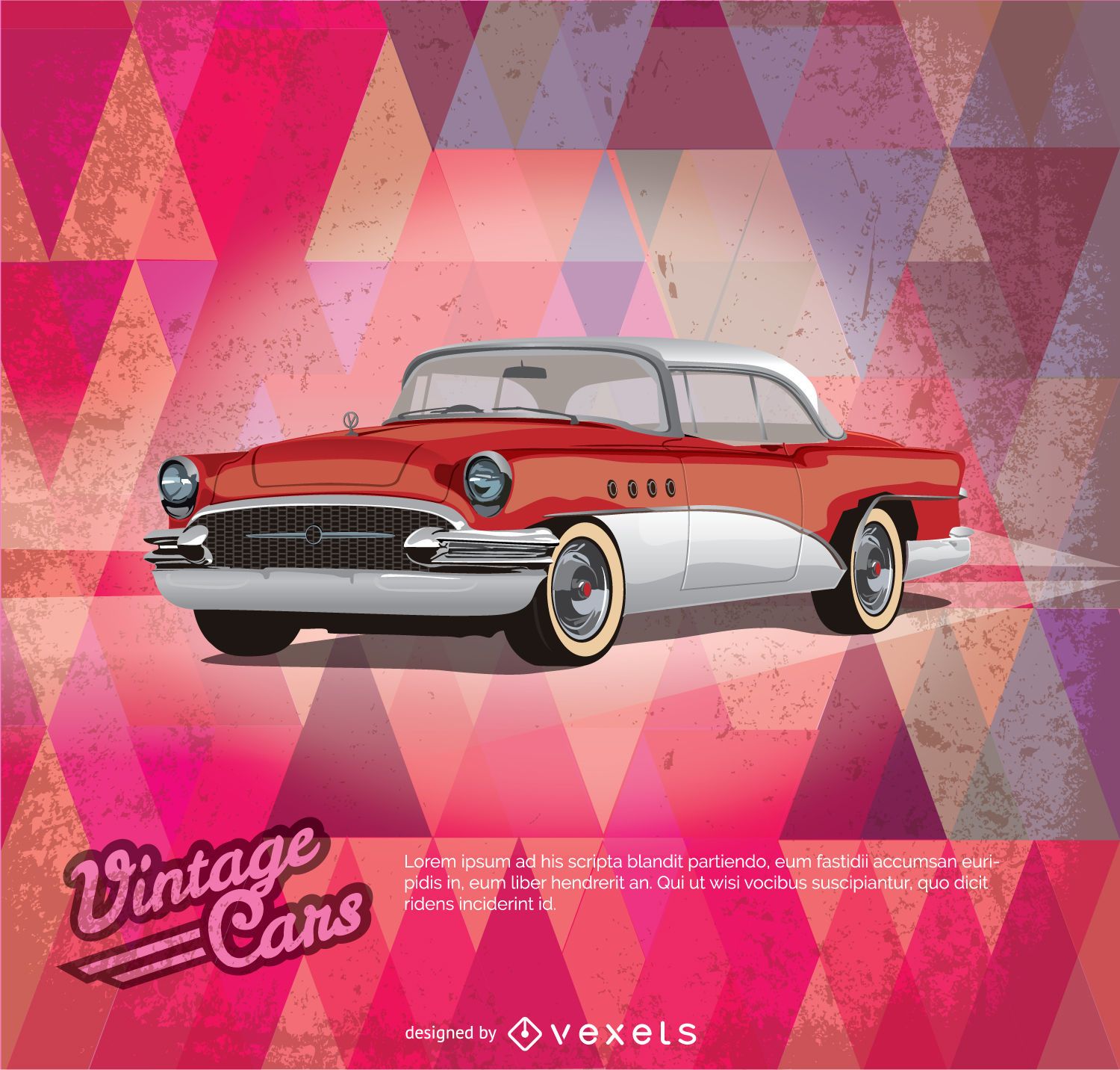 Ilustración de coche rojo vintage