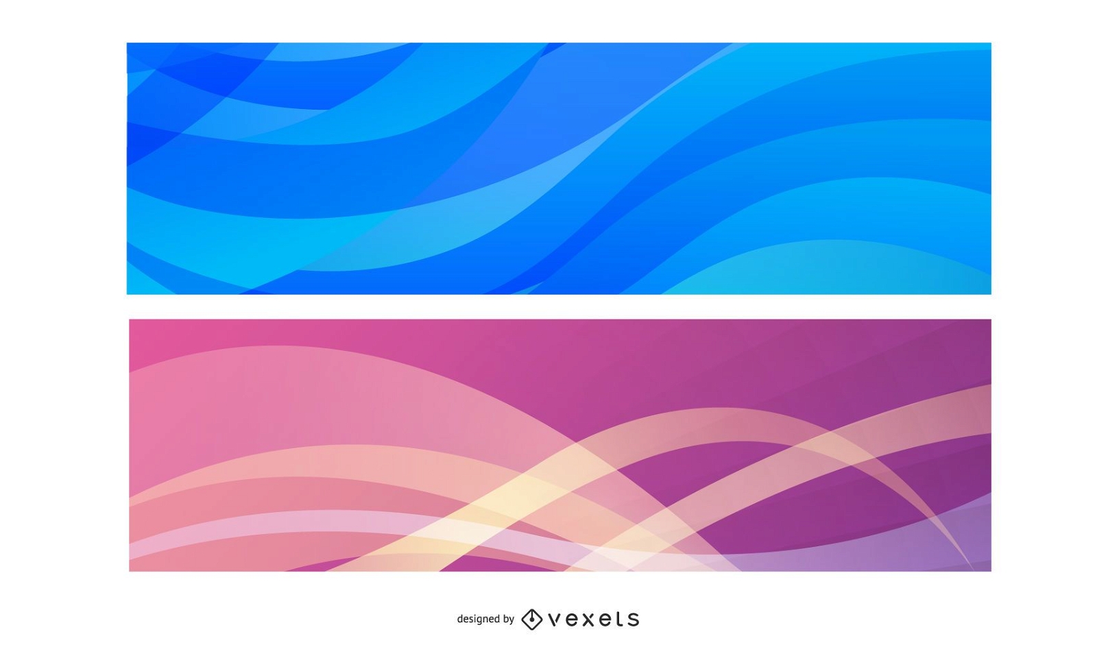 Banners coloridos de ondas abstractas