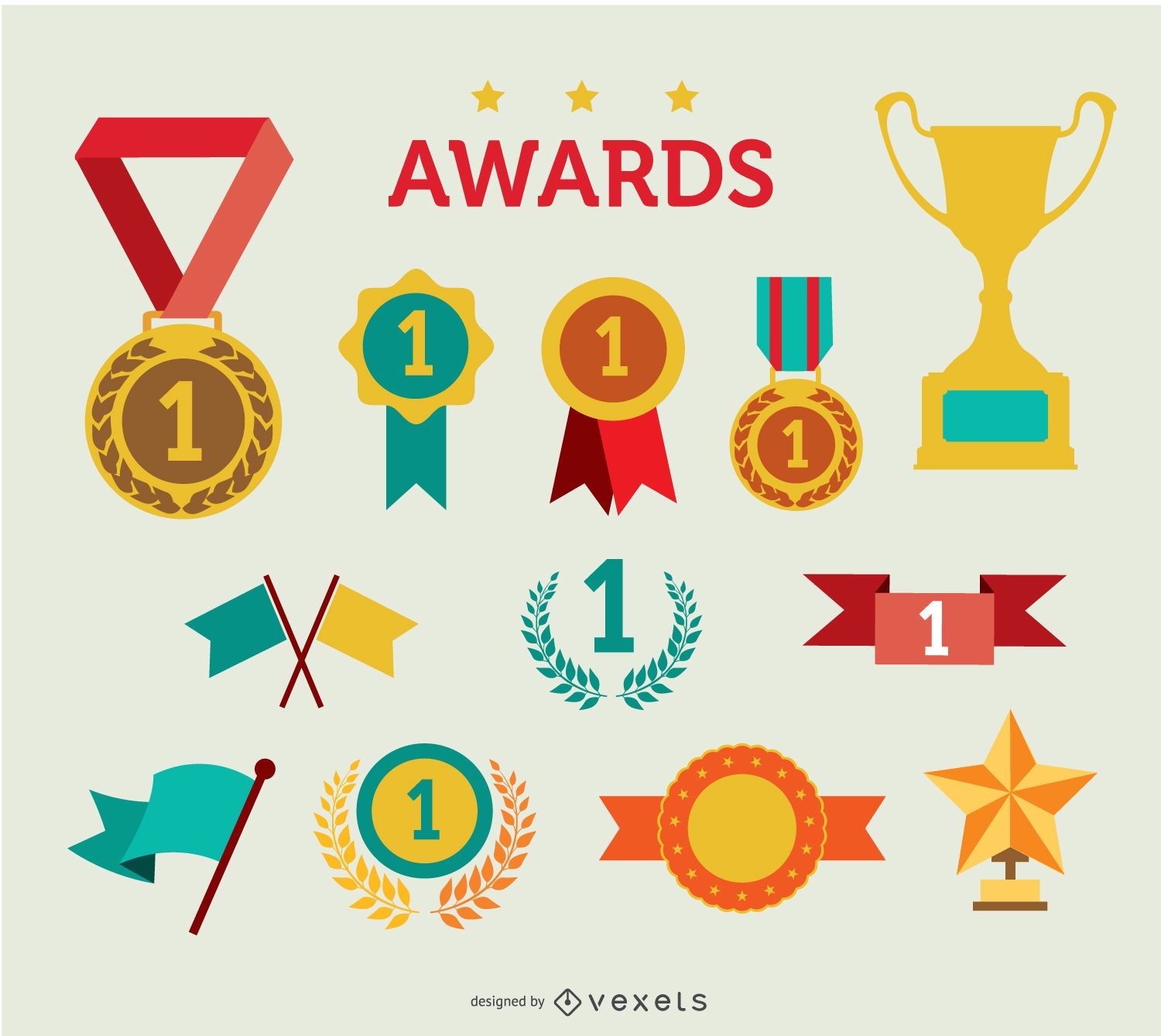Conjunto de ícones de troféus e prêmios