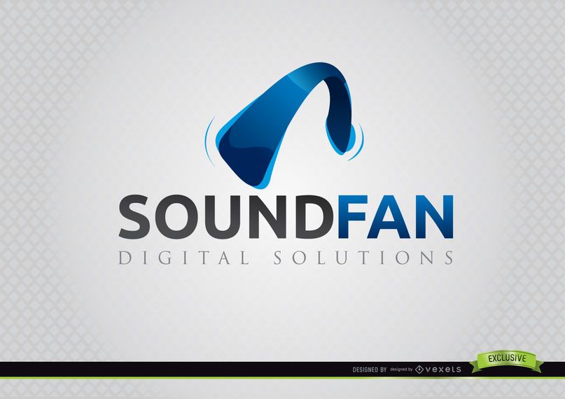Headphone Curve Sound Fan Logo Headphone Curve Sound Fan Logo
