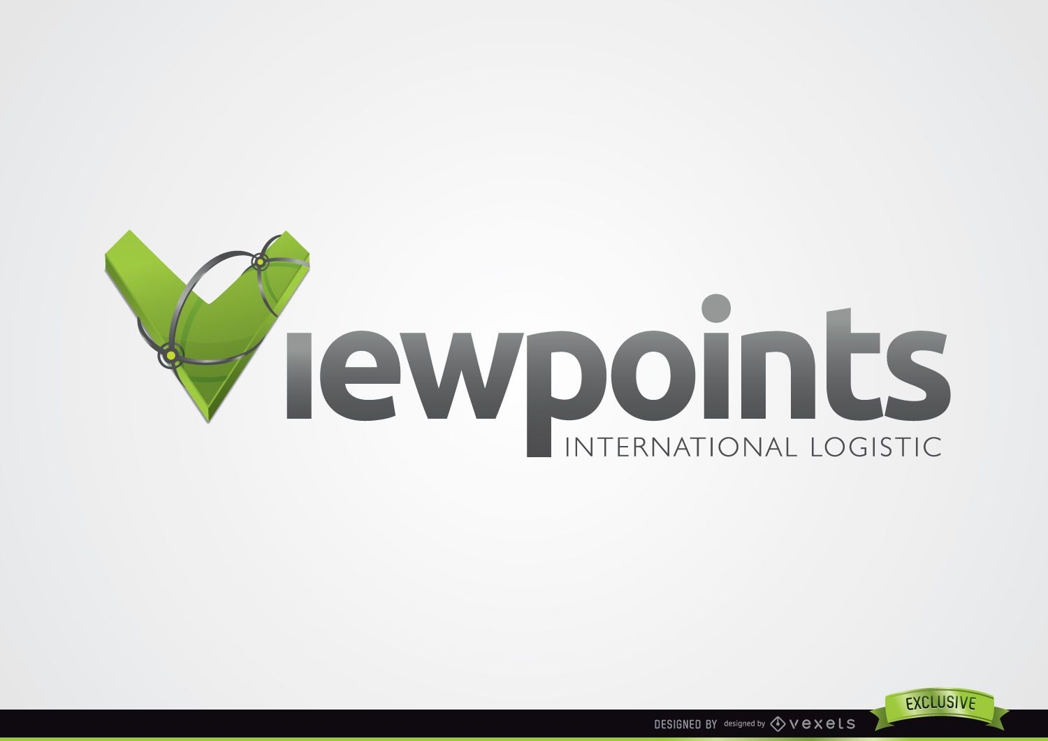 3D V Typography Logo Template