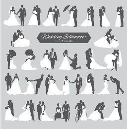Wedding Groom and Bride Silhouettes Wedding Groom and Bride Silhouettes